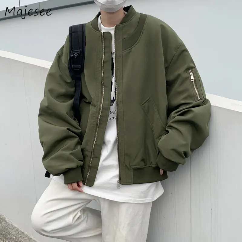 

Bomber Jackets Men Zip-up Clothing American Streetwear Teens Handsome Designer Harajuku Military All-match Chaqueta Pure S-3XL