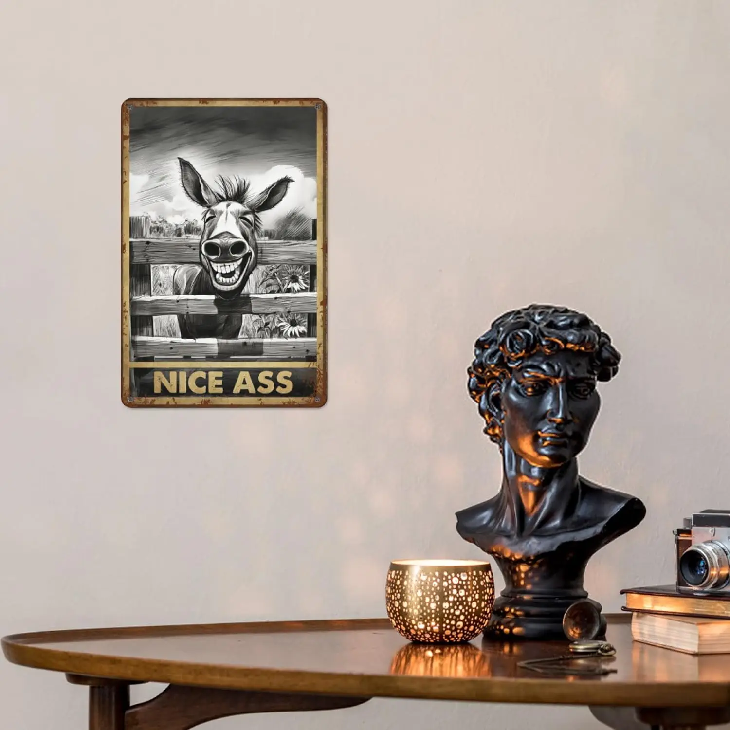 Vntge Funny Toilet Metl Tn Sgn - Donkey Plte Ретро Wll rtwork Декор для дома Bthroom Tolet Wshroom Frmhouse Grdens Pt