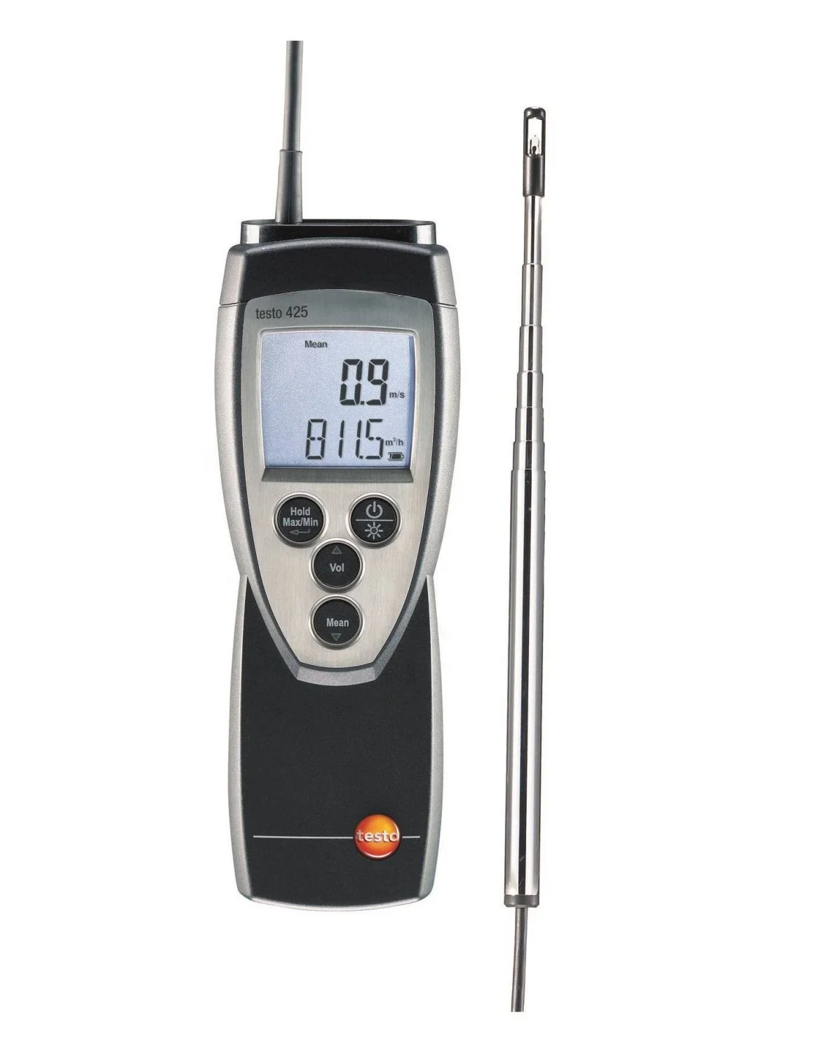 Немецкий термоанемометр Testo 425 измеряет скорость ветра и обчищает объем воздуха