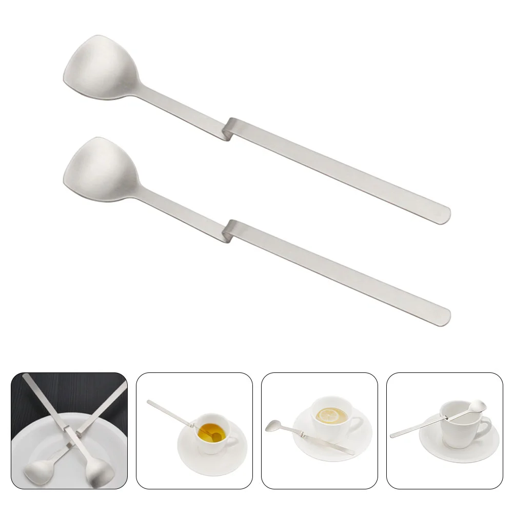 

2Pcs Stainless Steel Portable Convenient Mixing Stirring Spoon Honey Spoon Espresso Spoon for Home