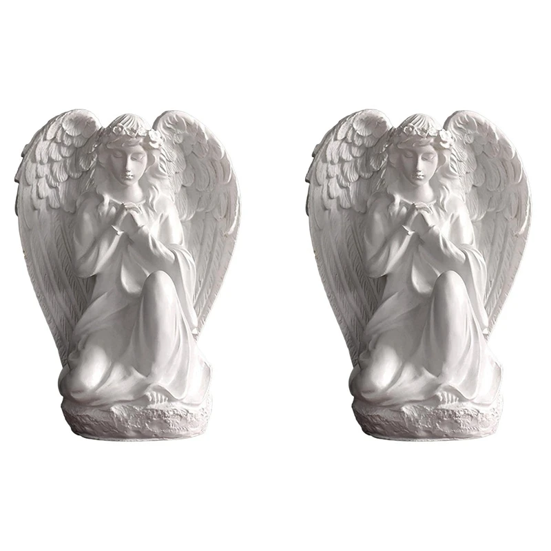 

2X Guardian Angel Statue Shelf Living Room Bedroom Decor Figurines Praying Cherub Adorable Angels Statues For Women