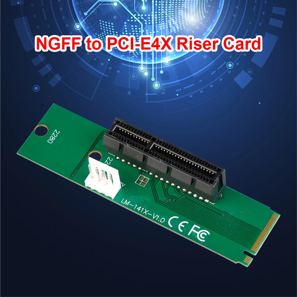 

NGFF M.2 to PCI-E4X Riser Card Adapter Module Board with Power Cord Desktops Laptop PC Accessories for Windows/Wince/Linux