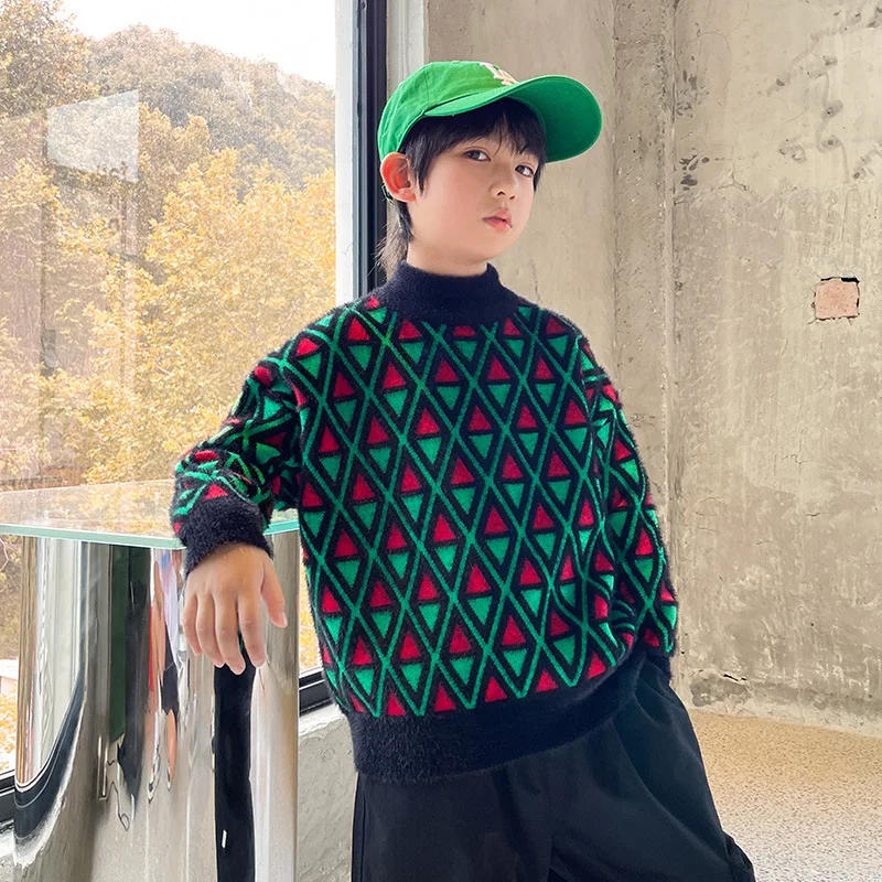 

Детский вязаный пуловер из норки, с круглым вырезом, на возраст 10, 12, 14 лет