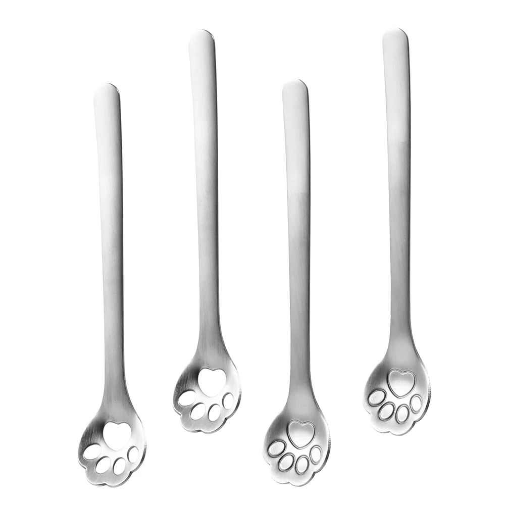 

Spoons Spoon Steel Stainless Coffee Tea Ice Cat Dessert Stirring Metal Serving Iced Handle Mixing Cream Teaspoons Colander