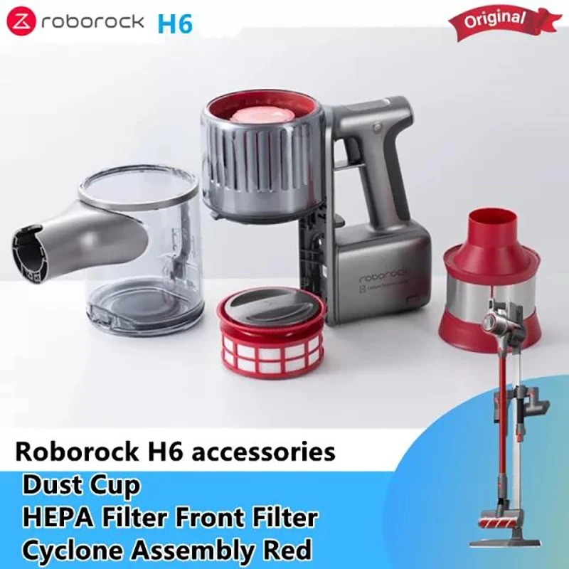 

Original Roborock H6 Part Pack Handheld Vacuum Cleaner accessories Dust Cup HEPA Filter Front Filter Cyclone Assembly Red