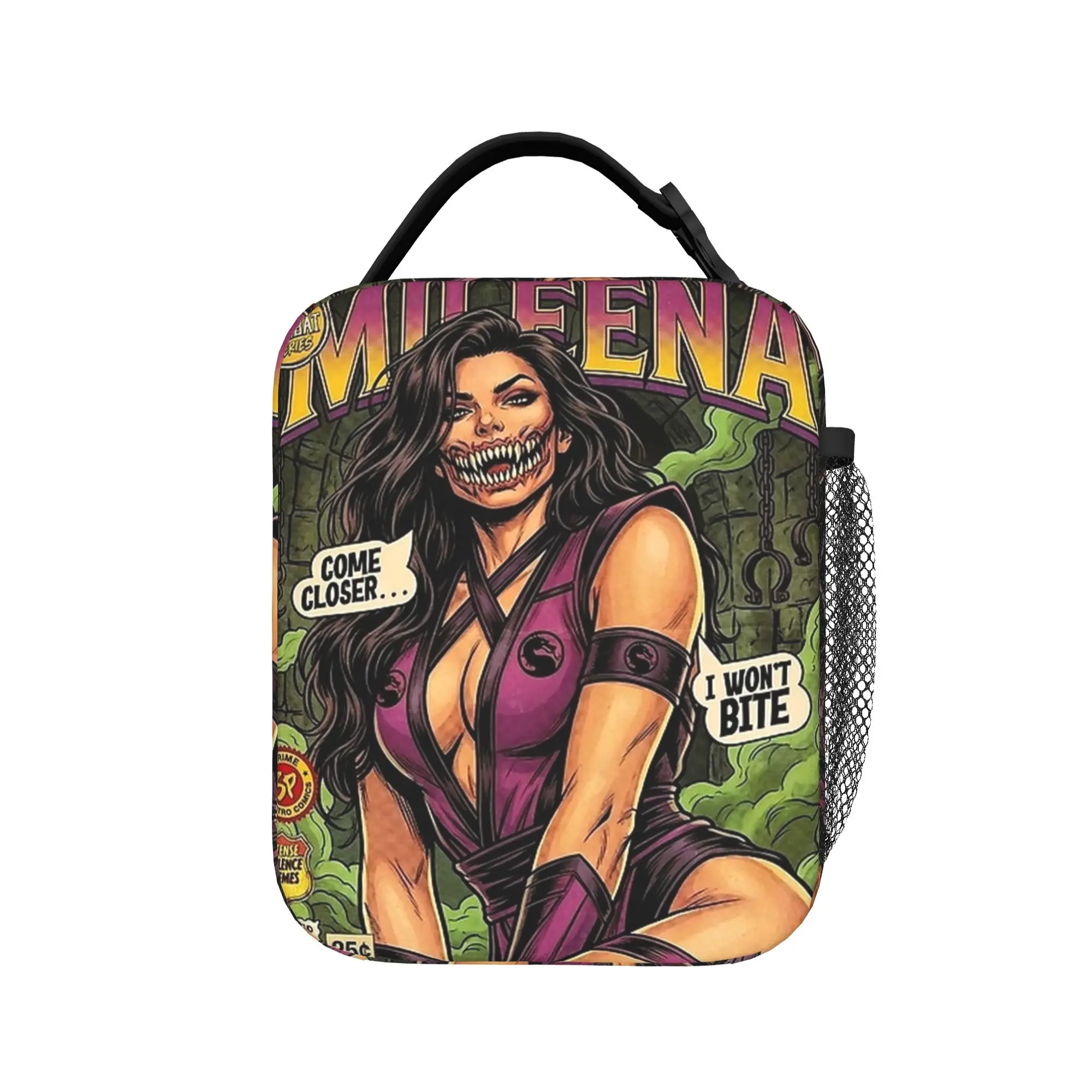 Фото Винтажная термосумка Mileena в стиле ретро с изображением обложки комикса Mortal Kombat, многоразовая, для еды, контейнер для обеда, сумка-тоут, ланч-бокс №1
