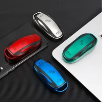 tpuleather car key cover case shell protect bag for tesla model 3 model y model s accessories