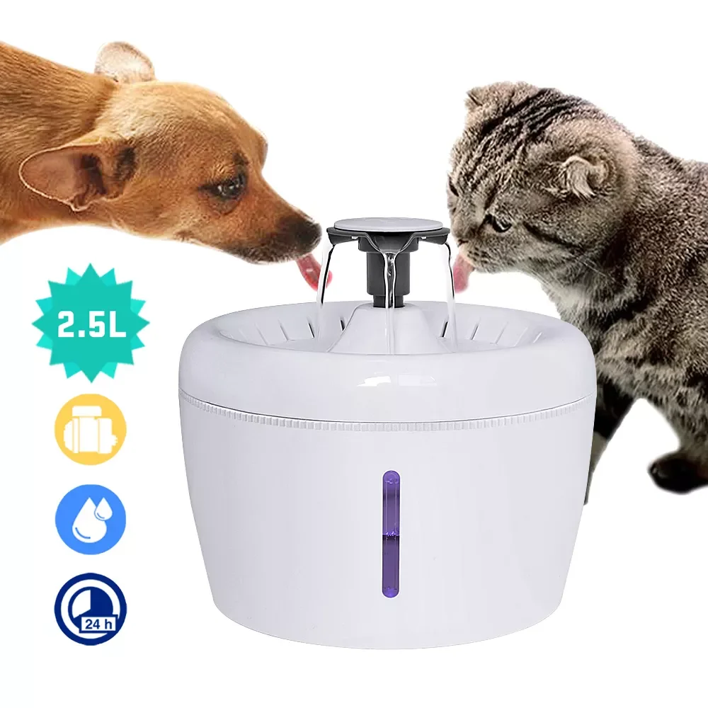 

2.5L Automatic Cat Fountain Water Drinking Feeder Bowl Pet Dog Cat Water Dispenser Mute Automatic Drinking Fountain USB