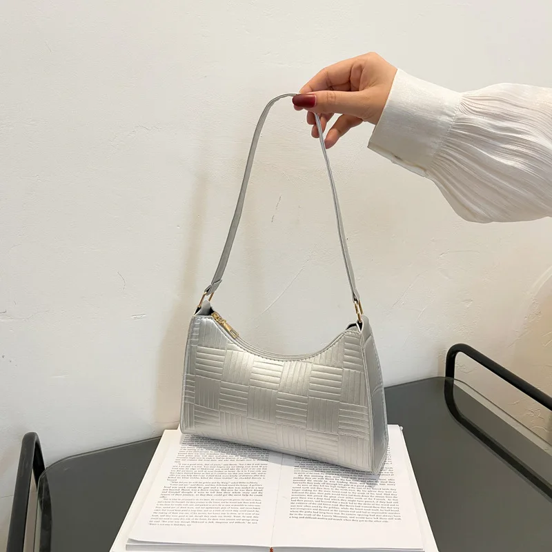 

Women Simple Underarm Shoulder Bags Luxury PU Leather Handbags Casual Female Totes Armpit Bag Solid Color Fashion Shopping Bag