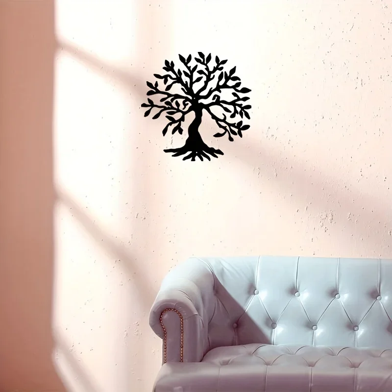 Металлическая Настенная картина силуэт дерева жизни настенная подвесная