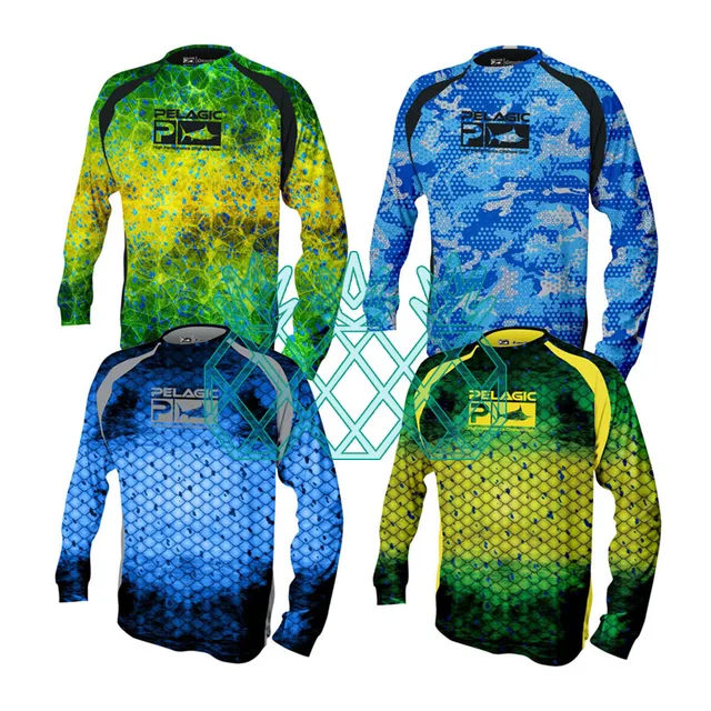 PELAGIC Men's Fishing T-Shirt UPF 50+ Fishing Clothing Outdoor Sports Long Sleeve Sweatshirt Casual Breathable UV Protection Top 1