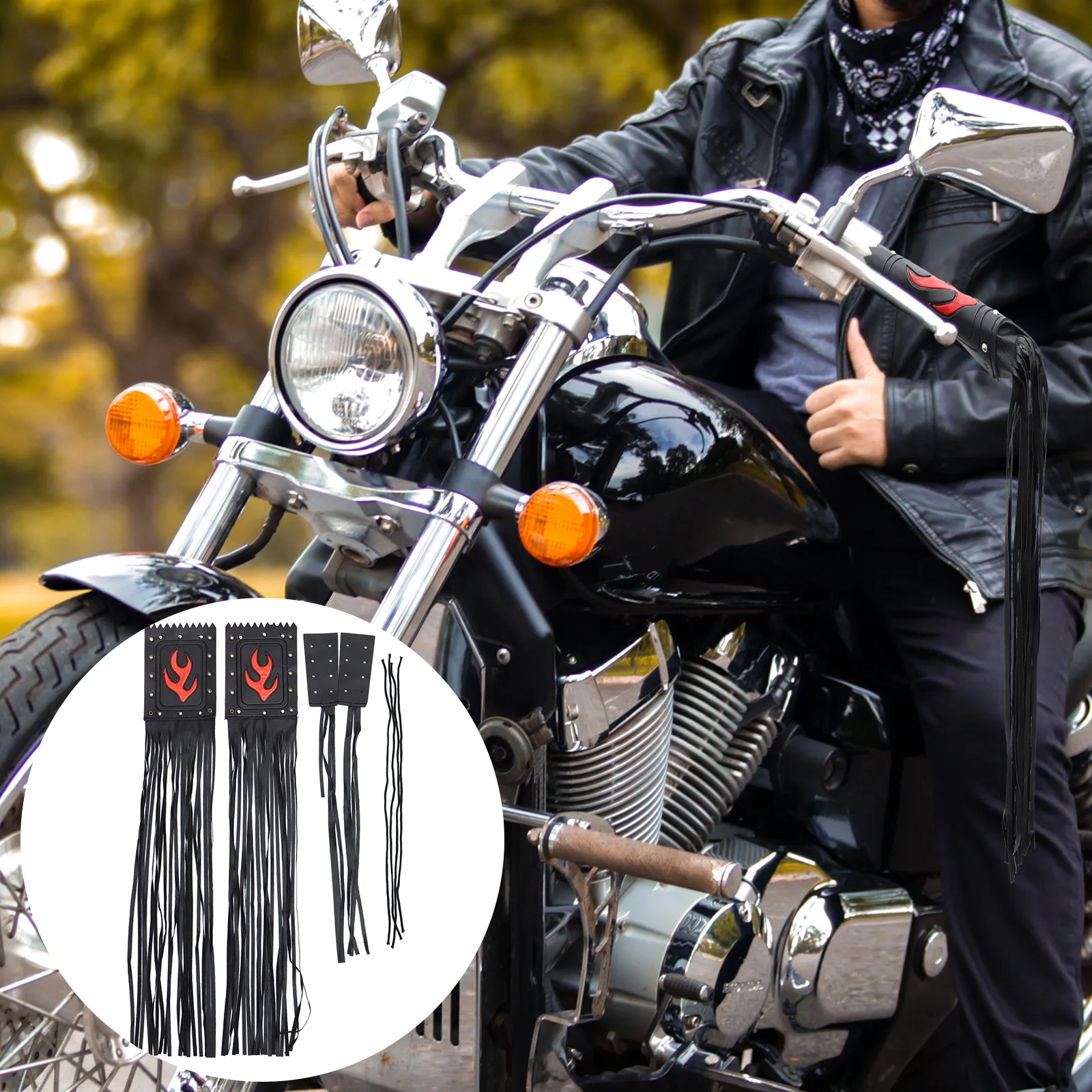 

Handle Tassel Motorcycle Brake Clutch Covers Fringe Grip Handlebar Motorbike Supplies