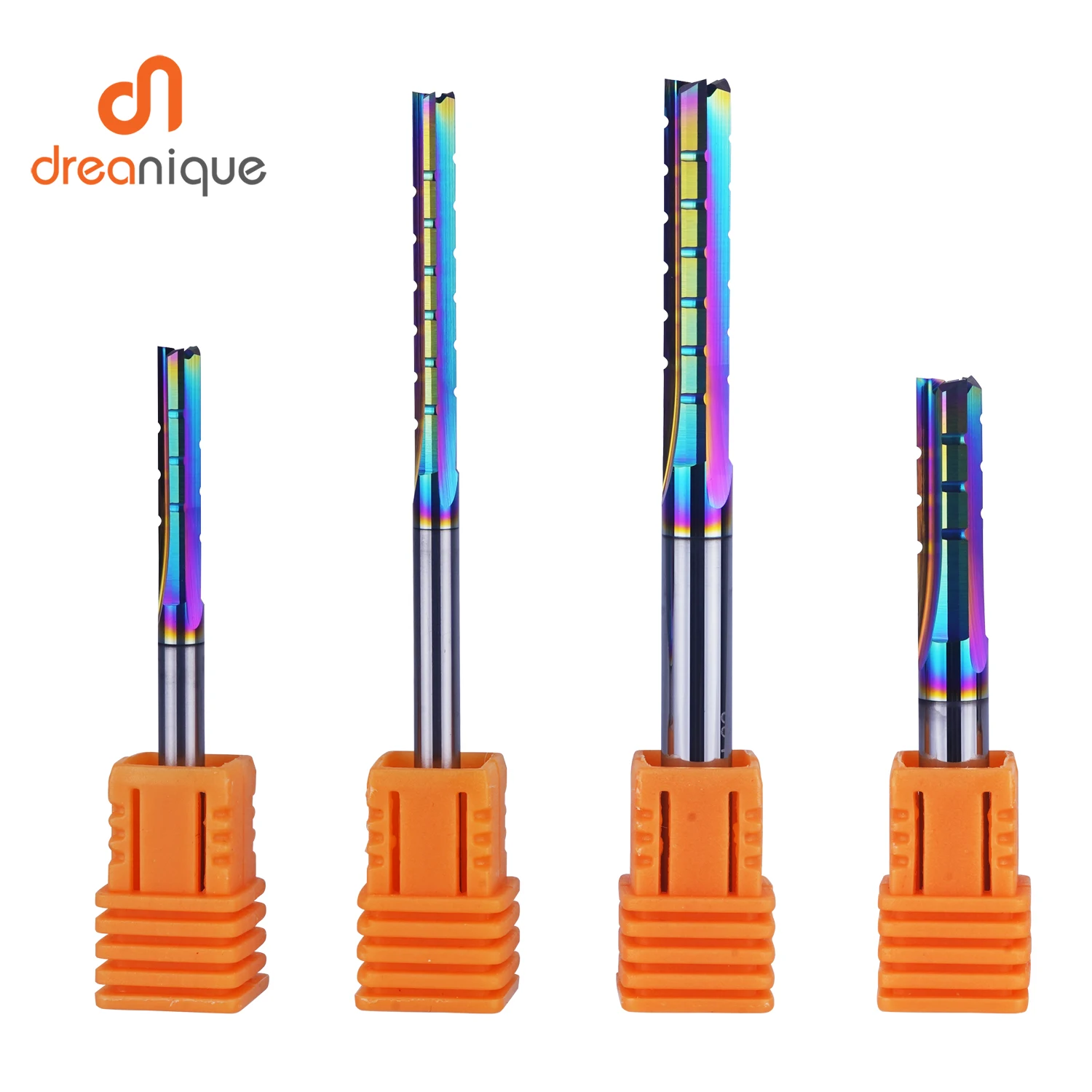 

Dreanique 1 шт. 3 прямых канавки с чипом, твердосплавная концевая фреза DLC, деревообработка, резьба, обрезка с ЧПУ, паз, фреза, фанера