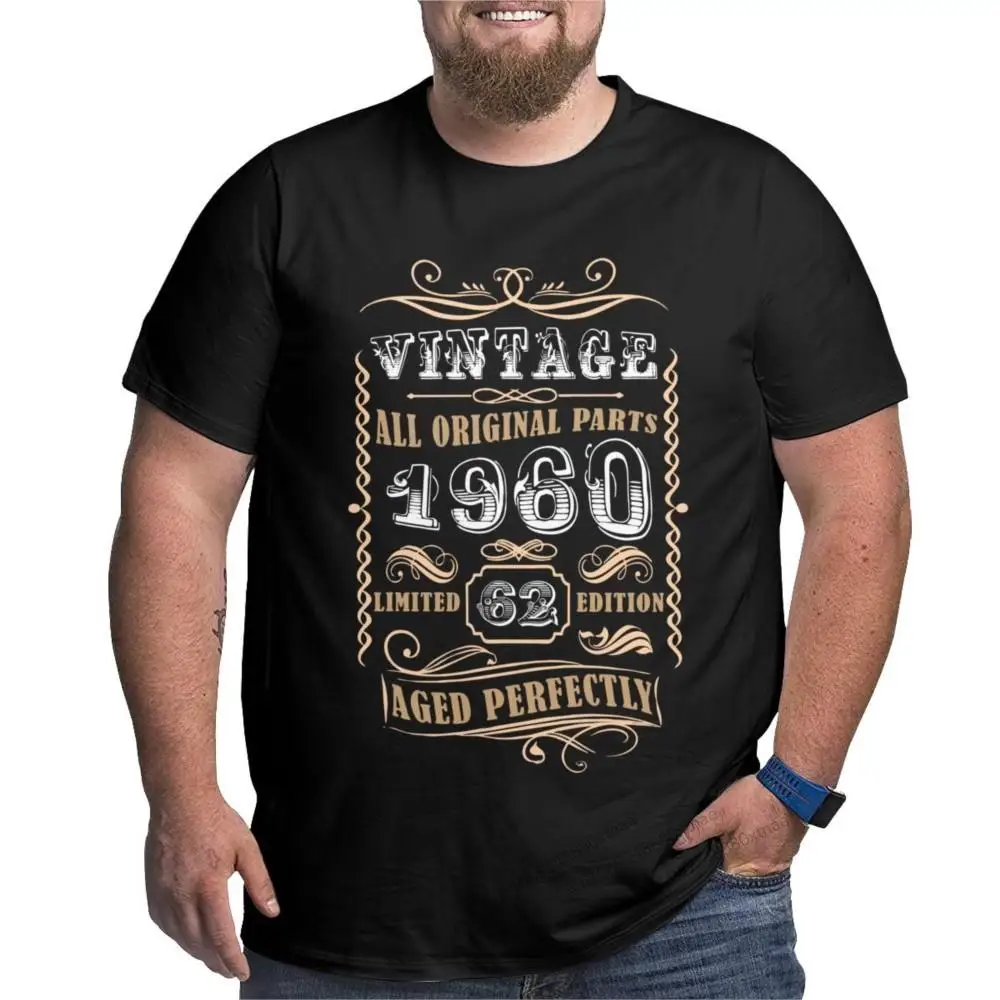 

Vintage 1960 62th Birthday Gift For Men Classic for Men Casual Cotton Big Tall Tees Crew Neck Oversized 4XL 5XL 6XL T-Shirts