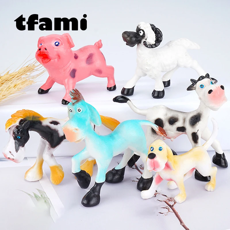 

TFAMI Cartoon Q Version Of The Dinosaur Animal Model Emulation Model 6 Set Of Plastic Tyrannosaurus Rex Toys For Kids Boys Gifts