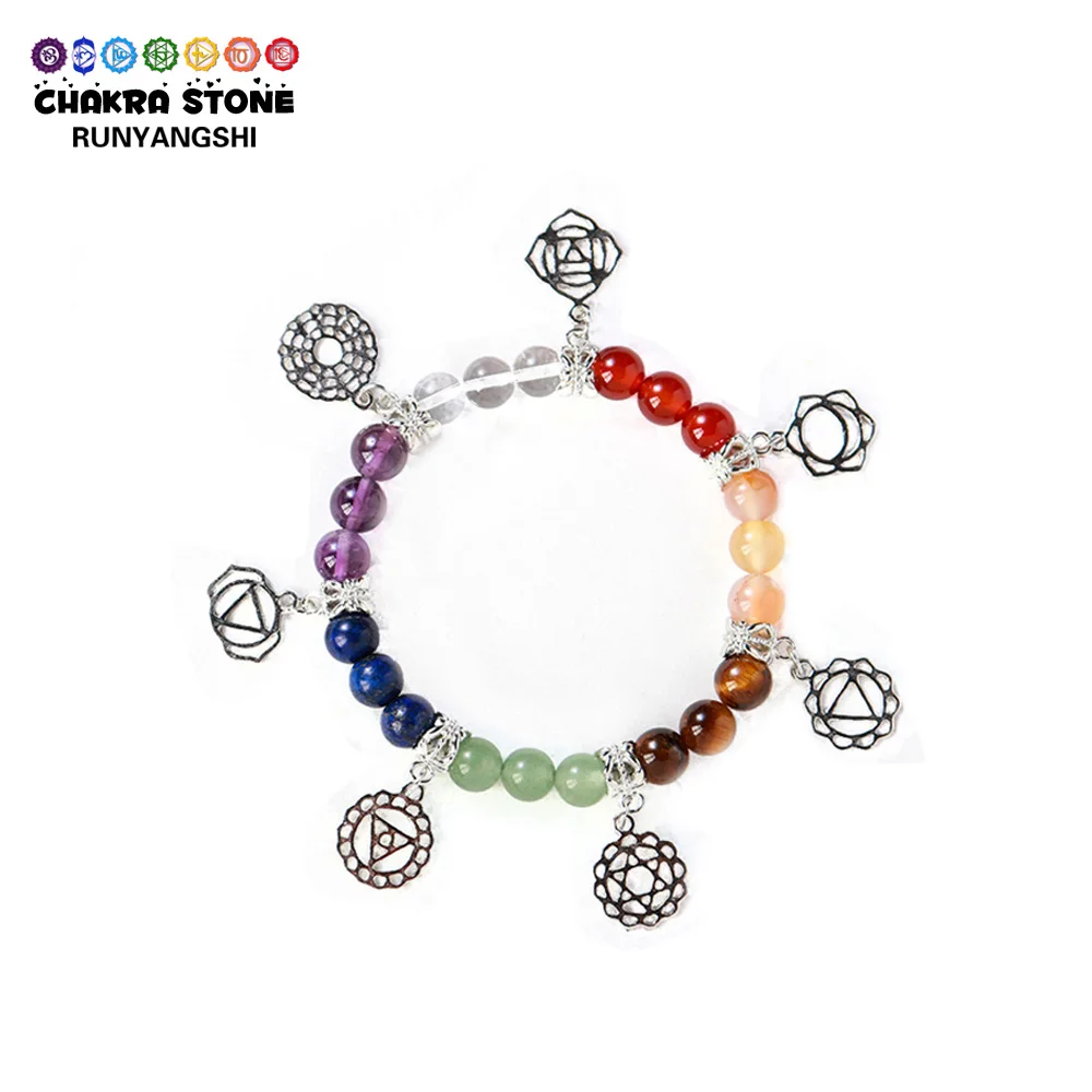 

7 Chakra Bracelets Natural Healing Stone Energy Crystal Beads Amethyst Clear Quartz Yoga Meditation Bracelets Women Jewelry Gift