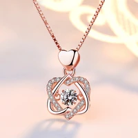 design double heart necklace rose gold beating pendant woman fashion choker valentines day present