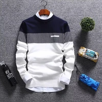 new autunm pullovers men fashion strip causal knitted sweaters pullovers mens slim fit o neck knitwear mens brand clothing 2022
