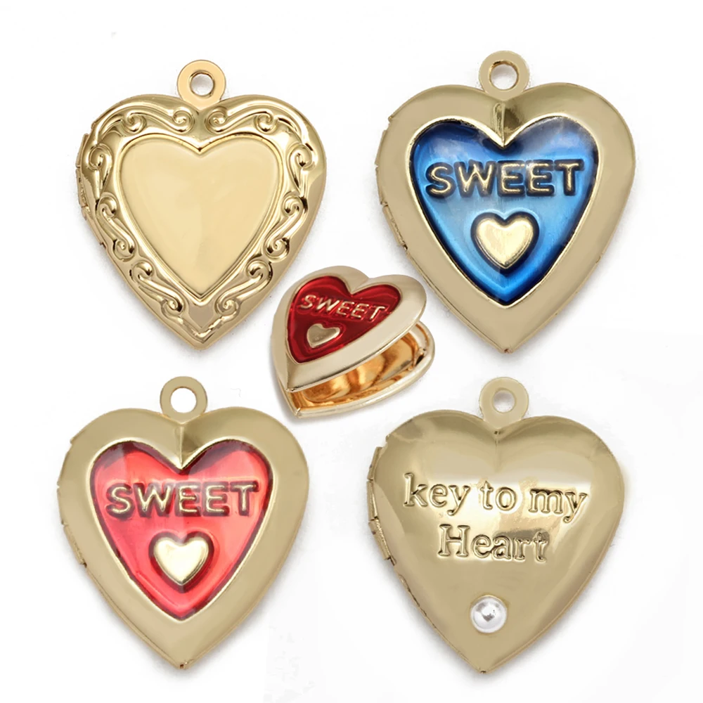 

Meibeads Sweet Gold Plated Heart Pendant for Jewelry Making Photo Frames Love Charm Diy Accessories Fashion Necklace Findings