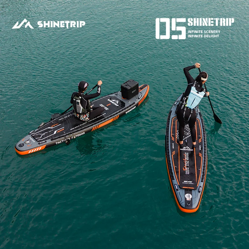 Фото Тактическая надувная SUP-доска ShineTrip: ультралегкая портативная доска для серфинга, сверхширокая, нескользящая, для водных видов спорта №2