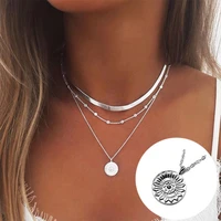 fashion personality new simple multi layer lotus pendant necklace female blade chain neck chain