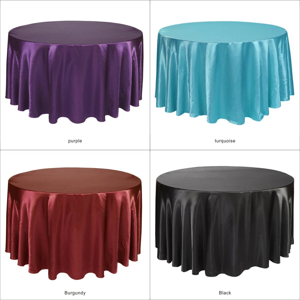 1Pcs Marineblauw Inch Ronde Satijn Tafelkleden In Staat Cover Voor Wedding Party Restaurant Banket Decoraties Rood Tafelkleed