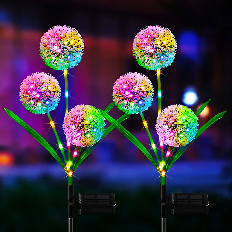 

Наружные солнечные Одуванчики, уличные огни, водонепроницаемые рождественские садовые фонари на колышке для дорожек, двора, вечерние, Рождественский Декор