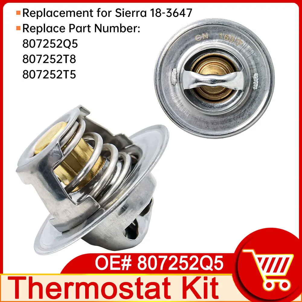 

1pc 807252Q5 807252T5 807252T8 Thermostat Kit Fit for Mercruiser 160° 4.3L 5.0L 5.7L 7.4L 8.2L '87-Up Outboard Controller
