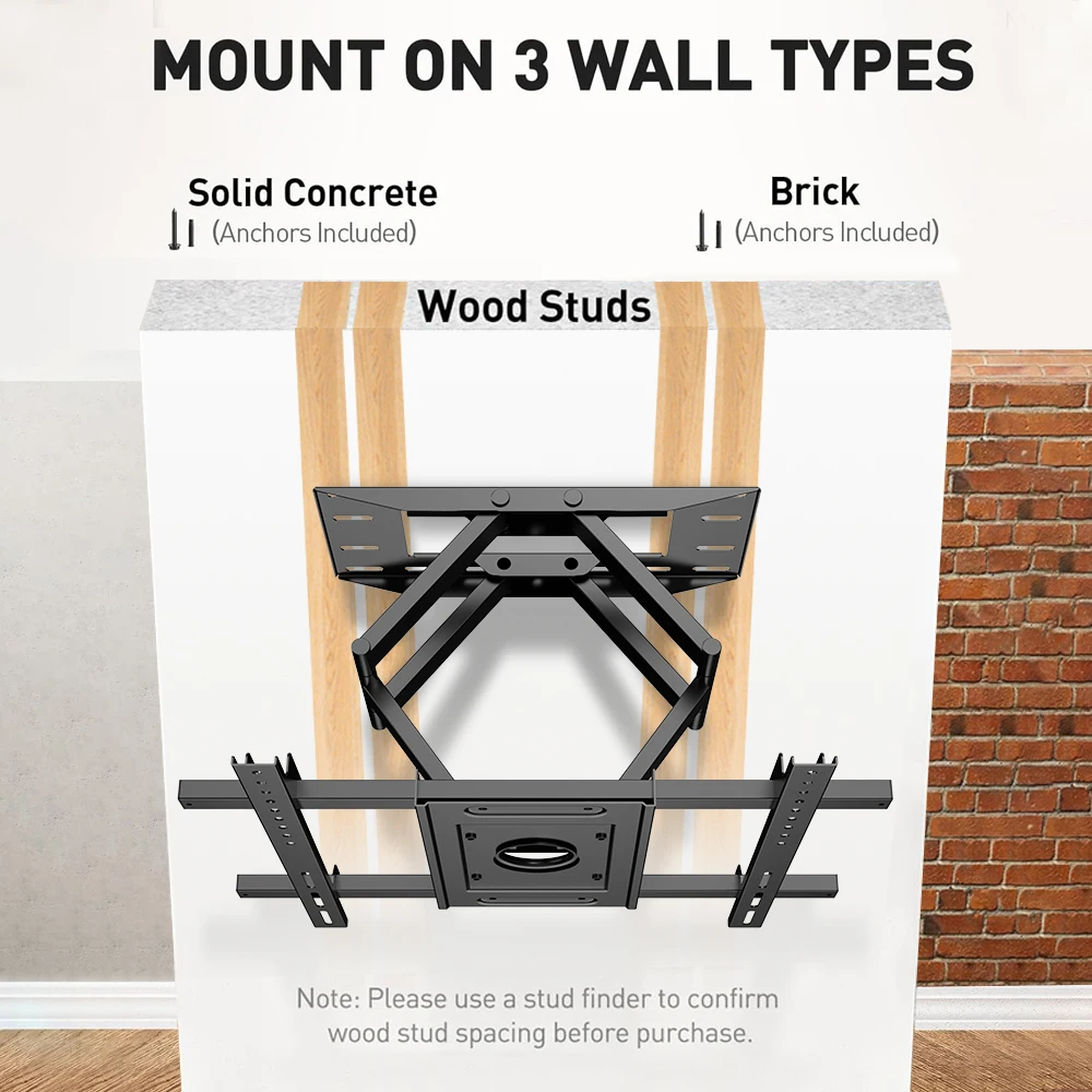 Сверхмощное настенное крепление для телевизоров 32-90 дюймов до фунтов