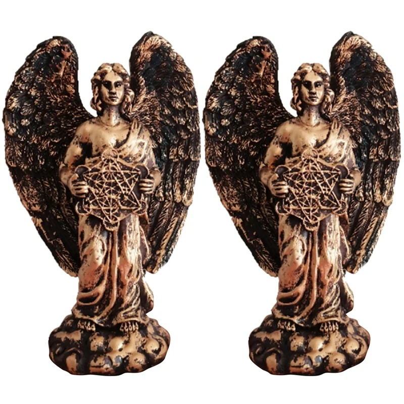 

2X Metatron Bronzed Seraphim Six-Winged Guardian Angel Statues Home Decoration Also A Great Gift For Your Friends B