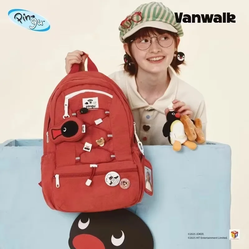 Фото Оригинальный новый Vanwalk Pingu Penguin школьный рюкзак большой вместимости рюкзак Pingu модель пингвина обратно в школу подарок на сезон №5