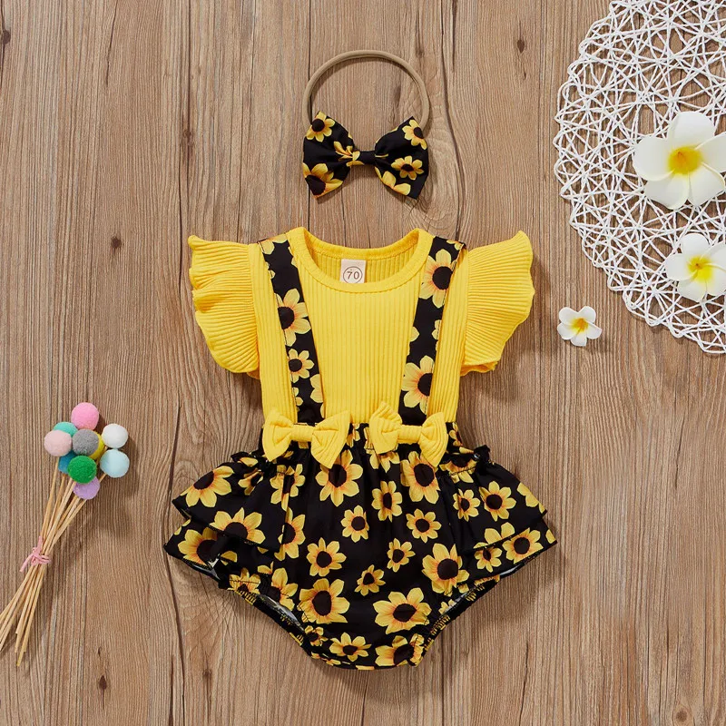 

Summer newborn jumpsuit baby toddler Romper clothes little girls clothing fashion T shirt children print cute suspender dresses
