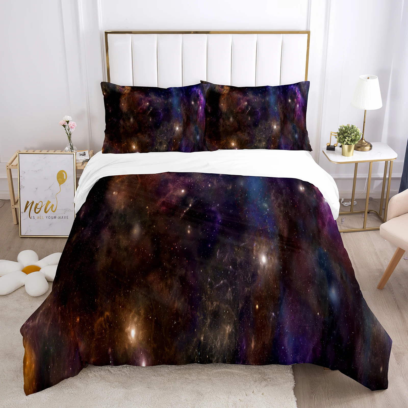 

Starry Sky Duvet Cover Set Microfiber Outer Space Theme Comforter Cover Teens Boys Quilt Cover 3D Starry Sky Series Bedding Set