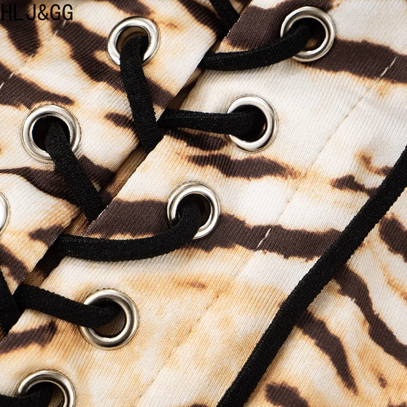 Фото Модные комплекты из двух предметов HLJ&GG Trend Y2K Tiger Bandage: топ без рукавов с надписью и шорты, модная уличная одежда из 2 предметов №3