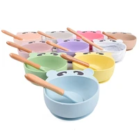 baby silicone suction cup bowl fork spoon food grade silicone suction cup childrens bowl soft non slip childrens cutlery set