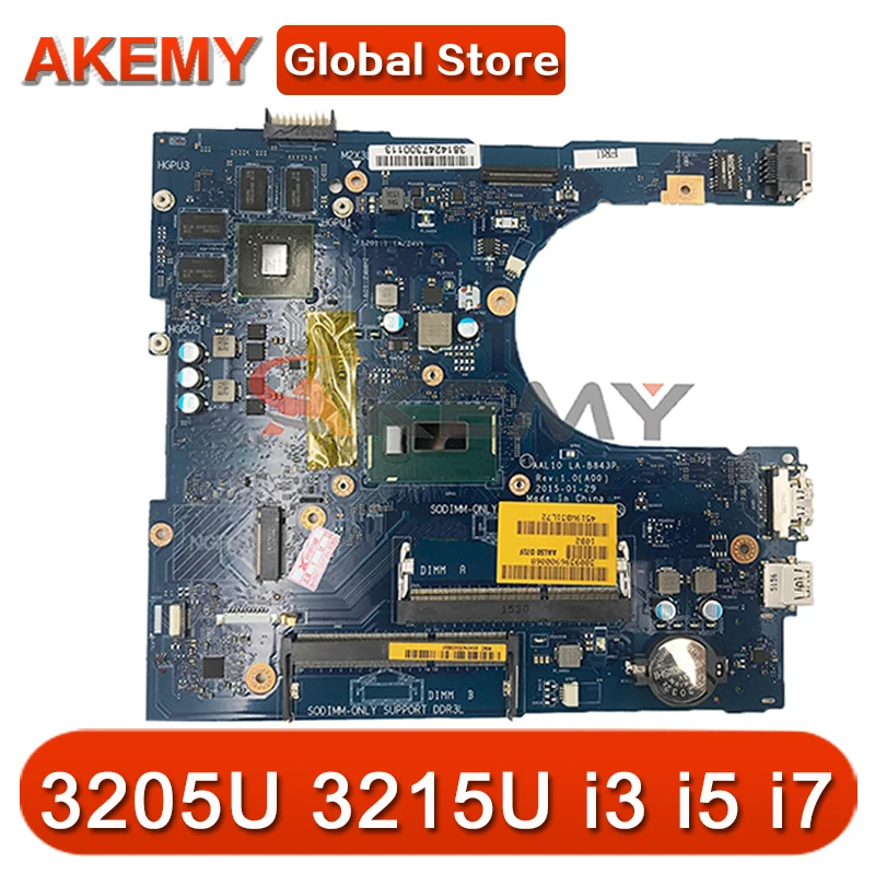 

Для DELL Inspiron 5558 материнская плата для ноутбука CN- 0W45H6 0PPD60 LA-B843P HDMI материнская плата для ноутбука 3205U 3215U i3 i5 i7 процессор 5-го поколения