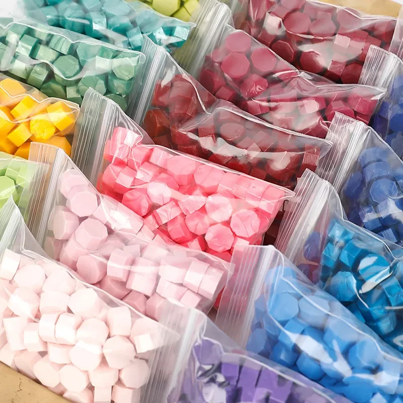 

100Pcs/Bag Retro Wax Seal Colored Wax Beads DIY Scapbooking Octagon Sealing Stamp for Envelope Letter Wedding Party Invitation