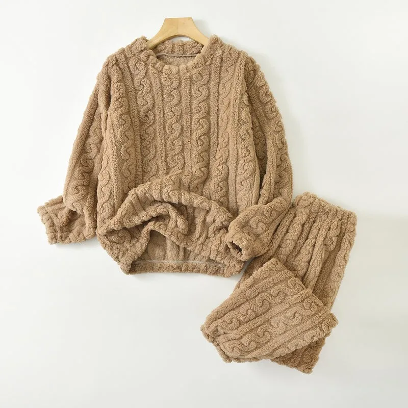 Коралловый флис жаккардовая домашняя одежда комплект из 2 предметов теплый