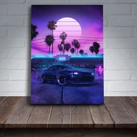 canvas hd printed areca poster home decor snythwave painting sun wall art picture luxury car for living room modular no frame