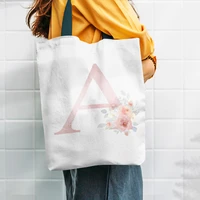 letter flower shouder bags shopping tote print women handbag school beach bag reusable new arrival girls eco friendly fashion