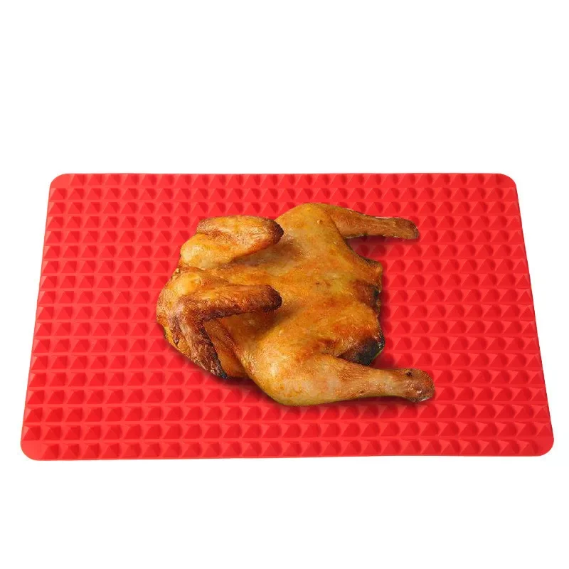 

Red Pyramid Raised Cone Shaped Silicone Mat Baking And Roasting Superb Non-Stick Food Grade Silicone For Oven Grilling BBQ