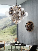 modern creative livingdining room pendant light smoke greyclear glass bubbles lampshade led chandelier warmwhite lightingcd