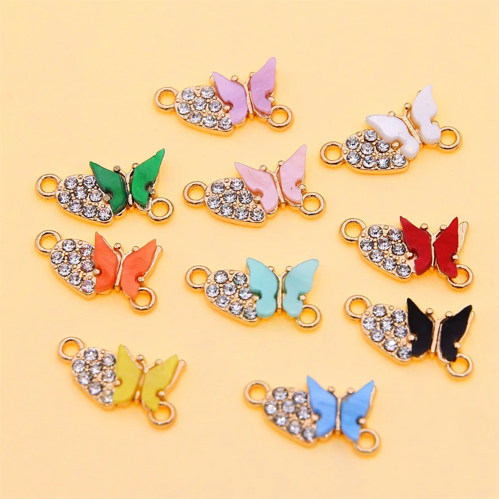 

6 шт., Красочные акриловые соединители в форме бабочки и подвески, аксессуары для изготовления ювелирных изделий, браслетов, ювелирных изделий