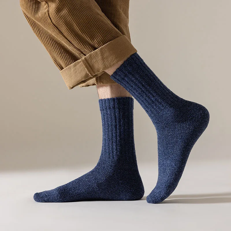Winter Men's Socks Thick Warm Wool Socks Men Harajuku Retro Cashmere Casual Long Socks 5 Pair