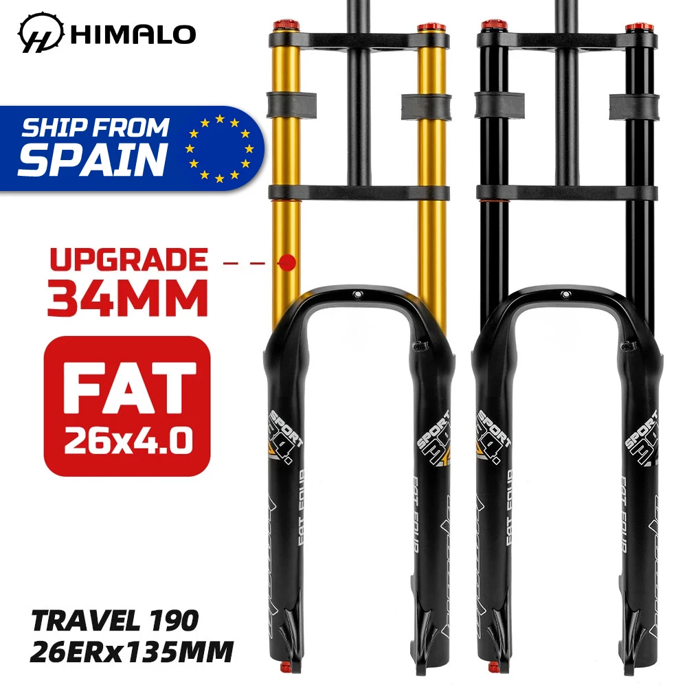 HIMALO Double Shoulder Fat Bike Fork Rebound Adjustment Fat Bicycle Air Fork Suspension 26