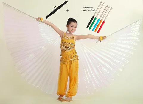 Детские крылья для танца живота для девочек, крылья для Исиды, крылья для Болливуда, восточных, египетских танцев, крылья с палочкой, Детский костюм для танца живота
