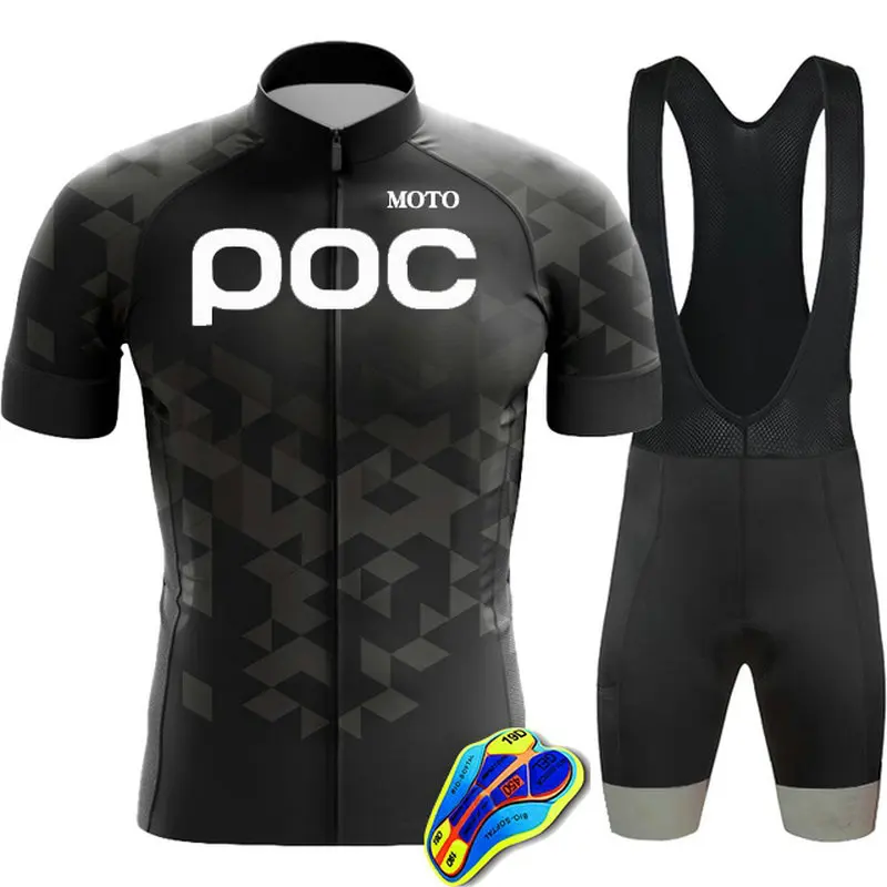 MOTO POC Pro Cycling Jersey Set Men Bib Shorts Bicycle Short Sleeve Cycling Clothing Bike Maillot Ciclismo Hombre Black Sets MTB