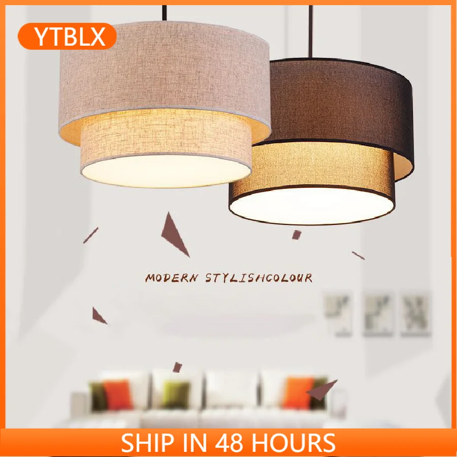 

Modern Minimalist Pastoral Style Creative Pendant Light Fabric Lamp Living Room Bedroom Study Dining Room Linen Cloth Chandelier
