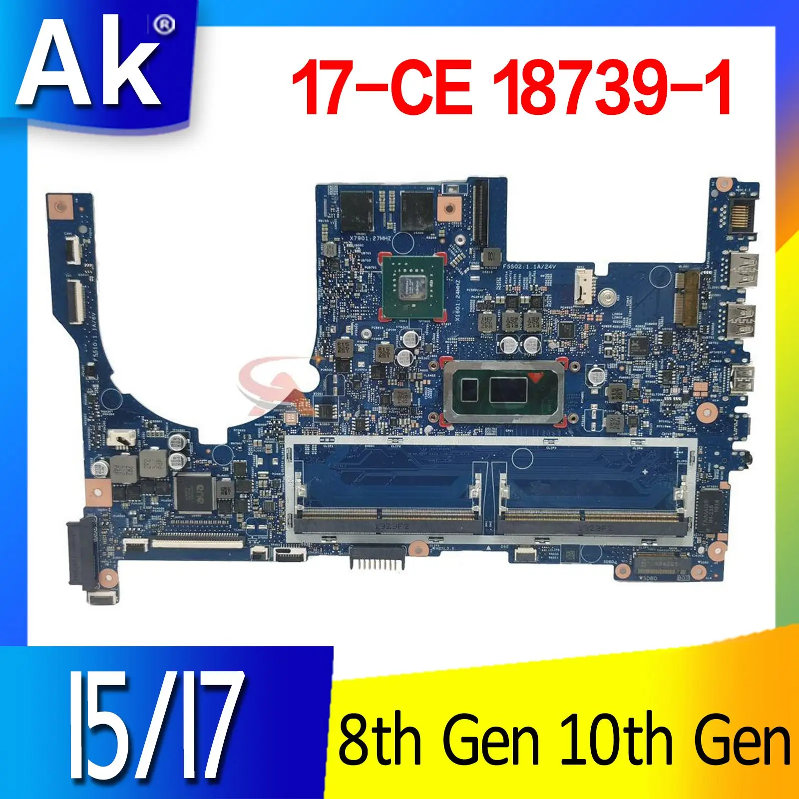 

Материнская плата для ноутбука HP envy 17-CE, материнская плата с процессором I5 I7 8-го поколения 10-го поколения 17-CE 18739-1, материнская плата