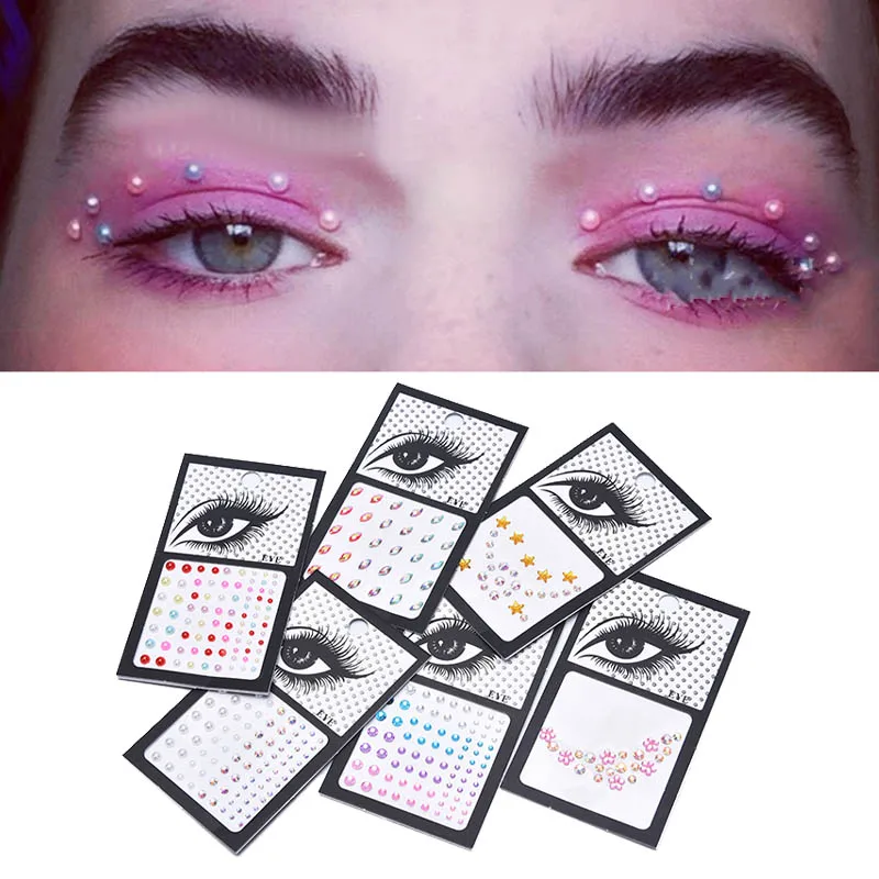 

New Fashion Tattoo Diamond Makeup Eyeliner Eyeshadow Face Sticker Jewel Eyes Makeup Crystal Eyes Sticker Decal Wholesale